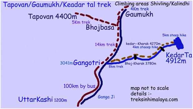 Gaumukh Tapovan Trek Map